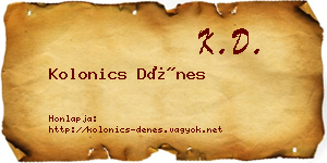 Kolonics Dénes névjegykártya