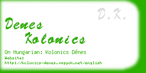 denes kolonics business card