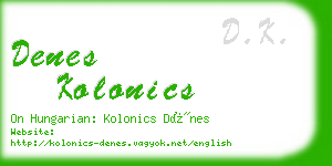 denes kolonics business card